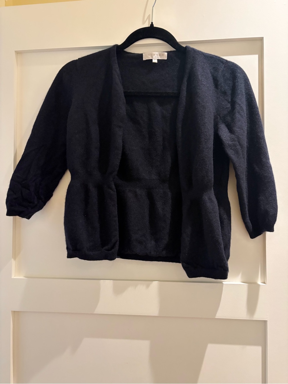 Adorable 100% Cashmere Girls' Navy Open-Front Cardigan Sweater Size L